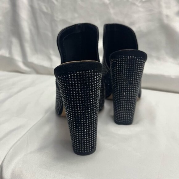 Aldo Rhinestone Crystal Embellished Mules Heels Black 7.5 - Picture 8 of 11